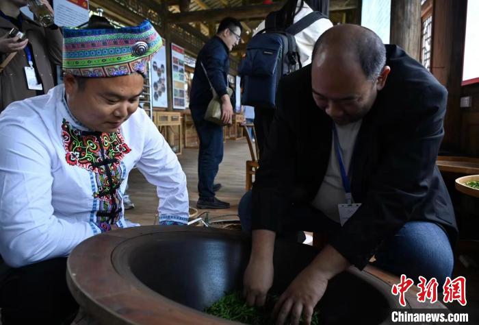 東盟國家媒體記者了解制茶工藝。　張卓 攝