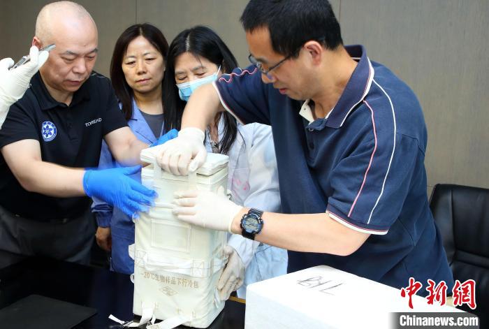 科研人員查看隨神舟十五號返回地面的空間科學(xué)實驗樣品?！≈锌圃嚎臻g應(yīng)用中心 供圖