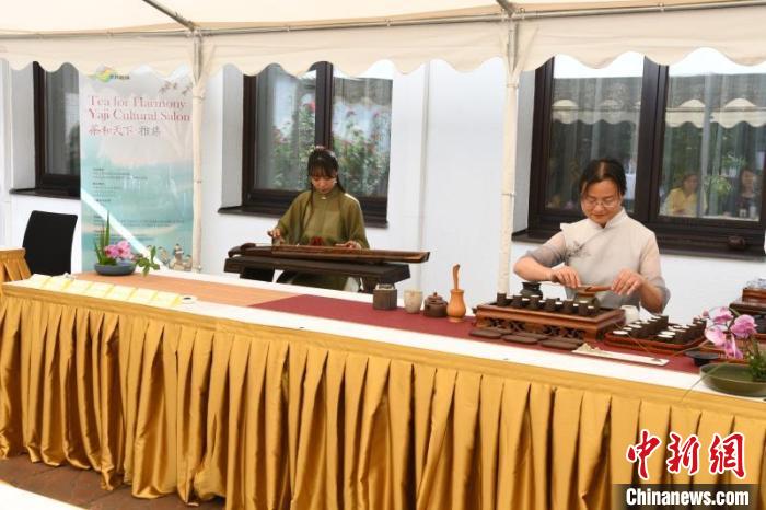 圖為余亞麗茶藝展示，王曉嬋古琴演奏 柏林中國(guó)文化中心供圖。