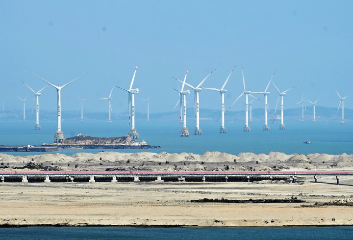 2021年3月9日，三峽福清興化灣海上風電場。新華社記者 林善傳 攝