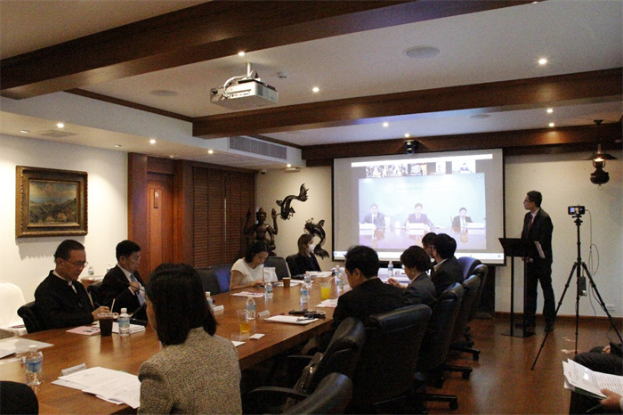  中國(guó)貿(mào)促會(huì)副會(huì)長(zhǎng)張慎峰視頻致辭。中國(guó)貿(mào)促會(huì)駐泰國(guó)代表處供圖