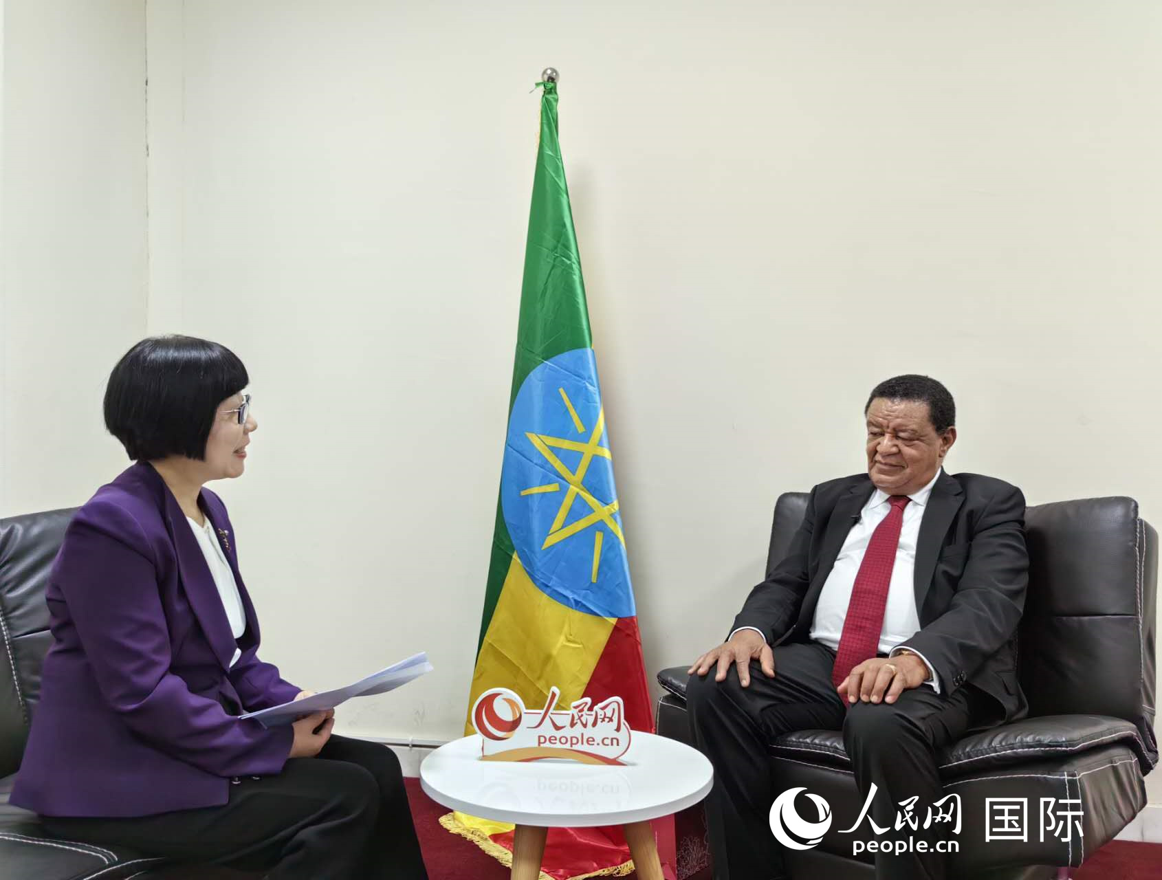 穆拉圖·特肖梅接受人民網(wǎng)記者唐維紅采訪。人民網(wǎng)記者 陳星星攝