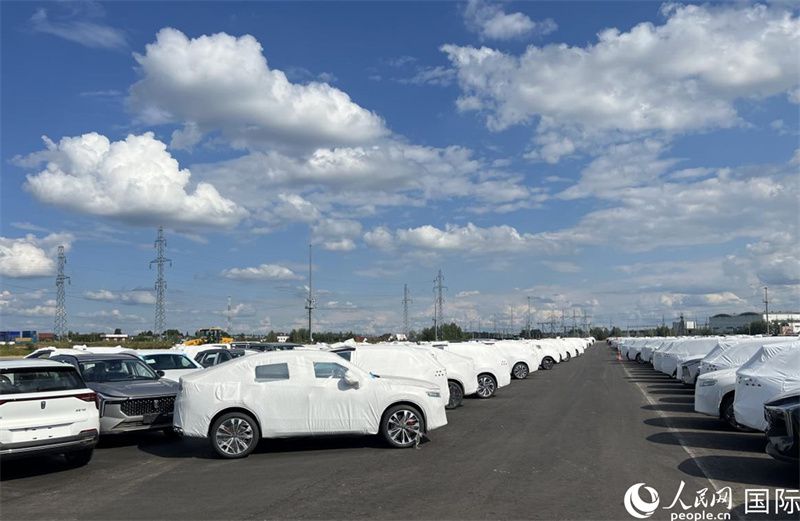 莫斯科別雷拉斯特物流中心內的中國品牌汽車。人民網(wǎng)記者 申佳平攝