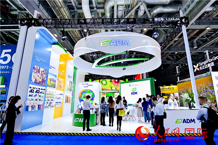 美國農產品加工和貿易企業(yè)ADM在進博會的展臺。人民網(wǎng)記者 趙益普攝