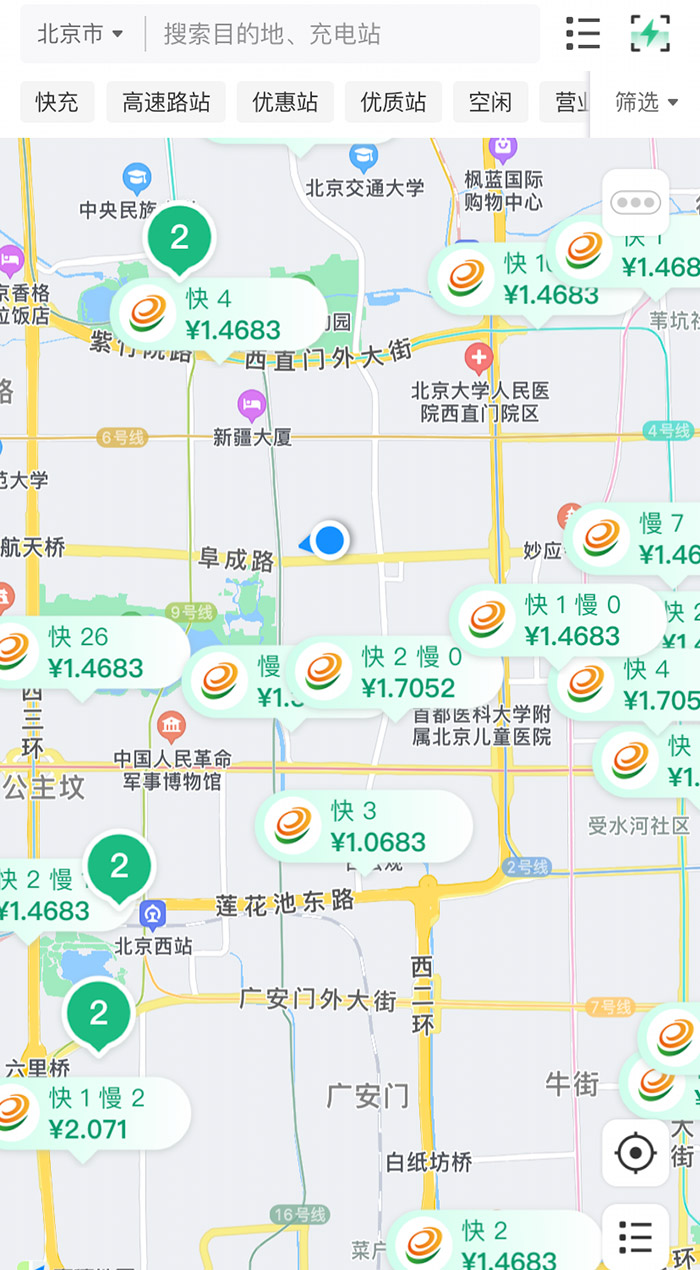 中新財經查詢相關充電APP發(fā)現，電價平峰時段，快充樁的價格普遍在1.4元度左右。