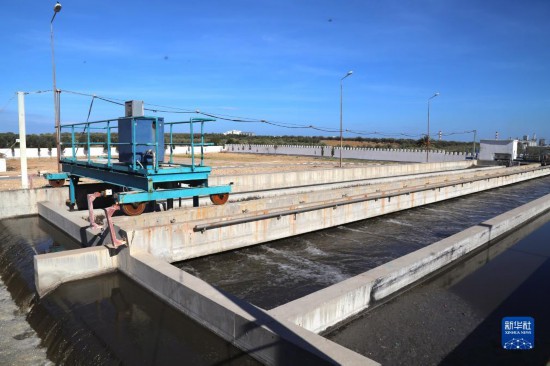 這是11月28日在突尼斯蘇塞市拍攝的中企承接建造的哈姆敦污水處理站一角。新華社記者 黃靈 攝
