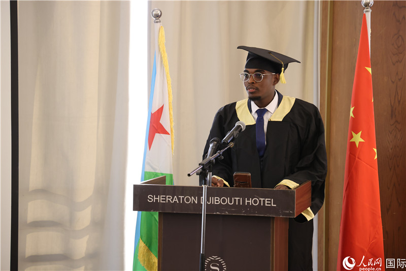 吉布提魯班工坊2023屆畢業(yè)生代表發(fā)言。人民網(wǎng)記者 張志文攝