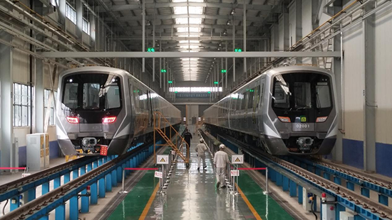 石家莊地鐵二號(hào)線列車。 中車齊車集團(tuán)石家莊公司供圖