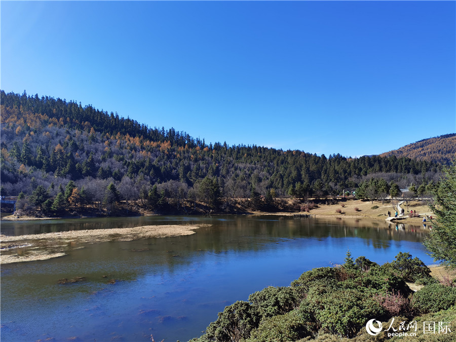 香格里拉國(guó)家公園景區(qū)內(nèi)，被譽(yù)為“高原仙子”的屬都湖吸引了眾多游客。人民網(wǎng)記者 杜明明攝