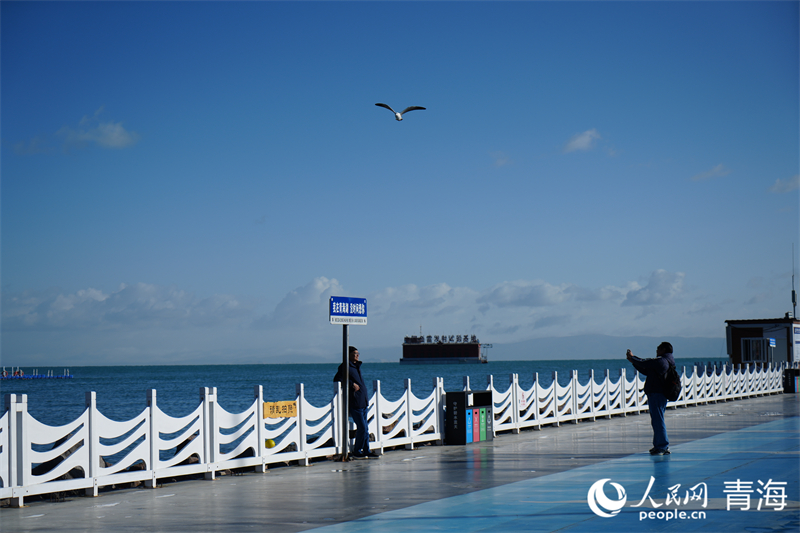 游客在青海湖二郎劍景區(qū)游玩。人民網(wǎng) 況玉攝