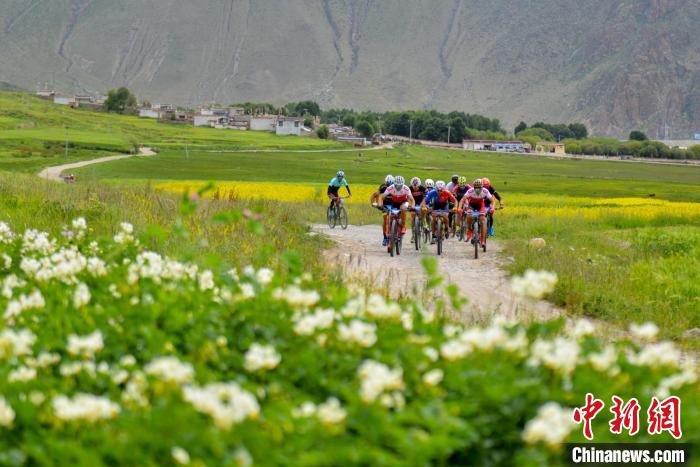 資料圖為2019年，西藏拉薩在堆龍德慶區(qū)舉行楚布溝山地自行車越野賽?！〗w波 攝