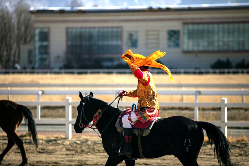 藏歷新年，精彩的馬術(shù)表演。張靜攝