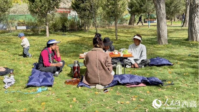 圖為市民在公園內(nèi)聚會。人民網(wǎng)記者 次仁羅布攝